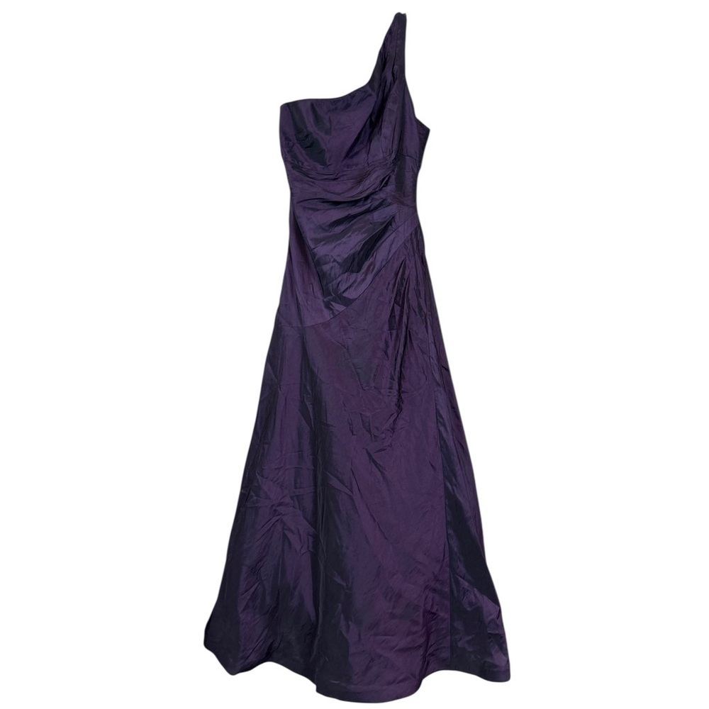 Davids Bridal One Shoulder Bridesmaid Evening Dress Gown Eggplant Purple Size 10